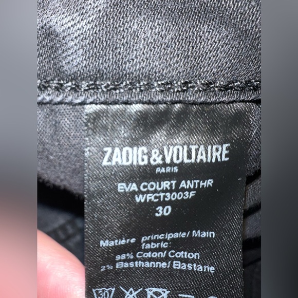 Zadig & Voltaire Black Eva Court Anthr Women Size 30 Black Jeans - Picture 5 of 5